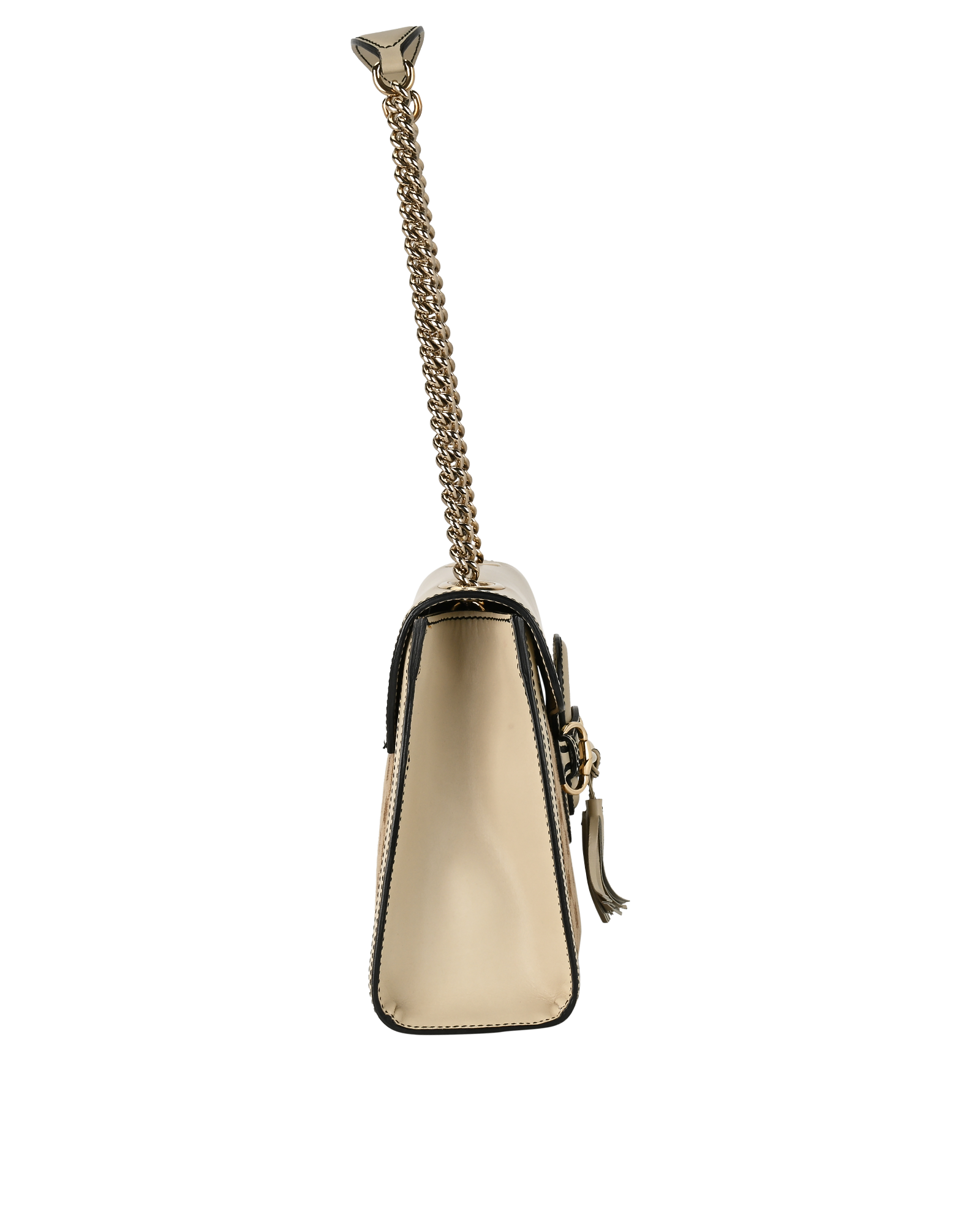 Emily Shoulder Bag, &pound;550, Handbags, Beige/Cream, Canvas/Leather, Side view